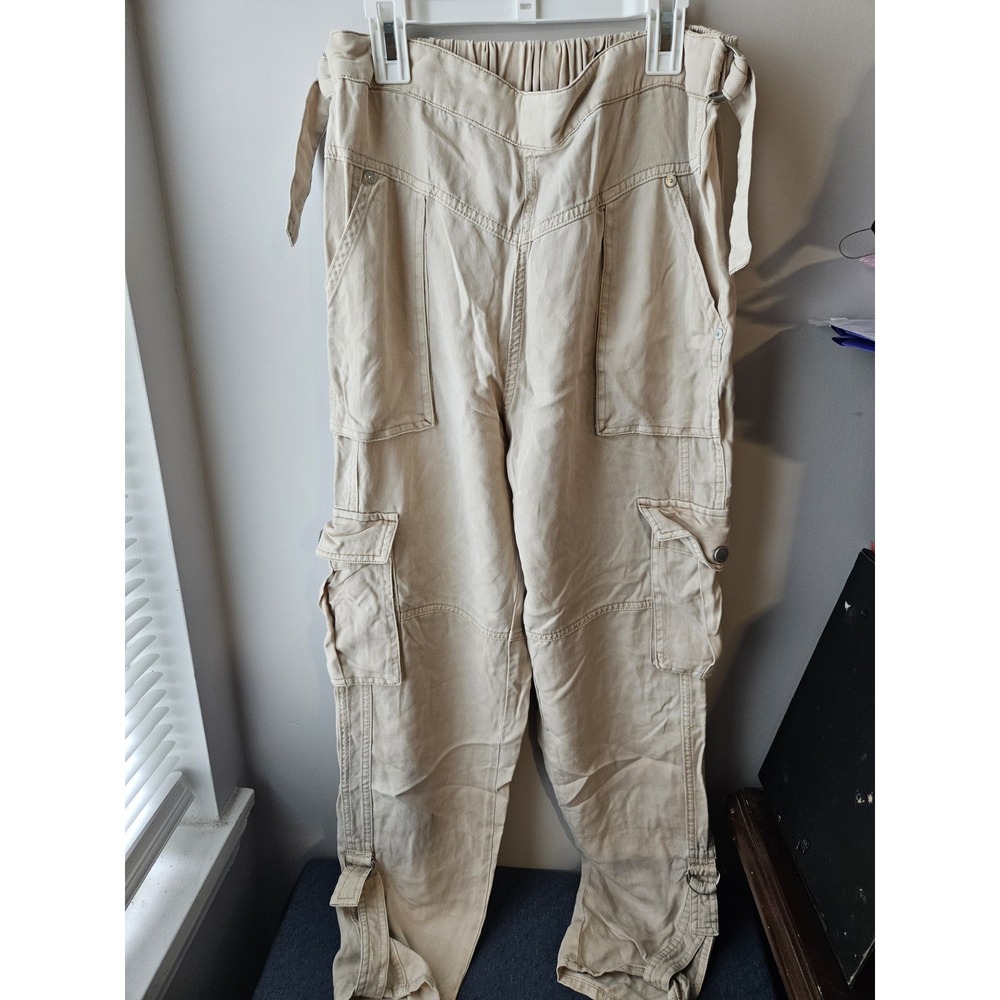 BlankNYC – Women's Utility Cargo Jogger Pants Beige – Sz M 100% Lyocell